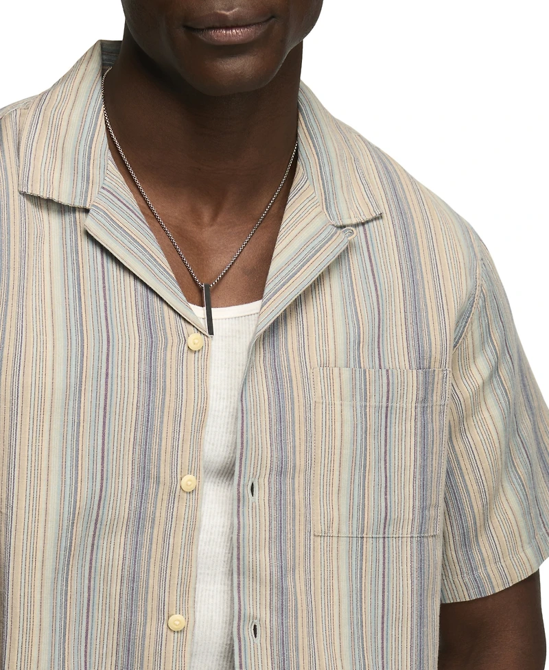 Lucky Brand Men's Short-Sleeve Linen Camp-Collar Shirt