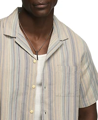 Lucky Brand Men's Short-Sleeve Linen Camp-Collar Shirt