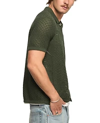 Lucky Brand Men's Granny Square Button-Down Sweater