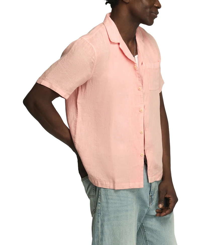 Lucky Brand Men's Short-Sleeve Linen Camp-Collar Shirt