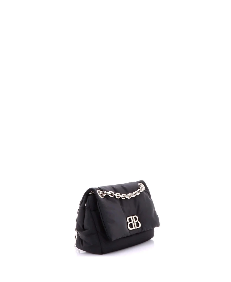 Pre-Owned Balenciaga Mini Monaco Chain Flap Shoulder Bag Nylon