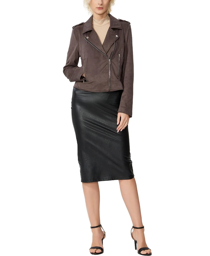 kimi + kai Women's Faux Suede Moto Jacket