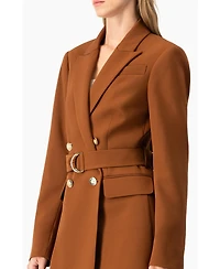 Ivonne Women's Double-Breasted Wrap Blazer with Waist Tie