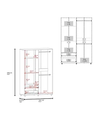Fm Furniture Fifty Modern 2-Door Wardrobe with Shelves and Drawers