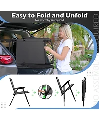 Gymax 4 Pack Patio Folding Chairs w/ Backrests & Armrests Metal Frame Outdoor