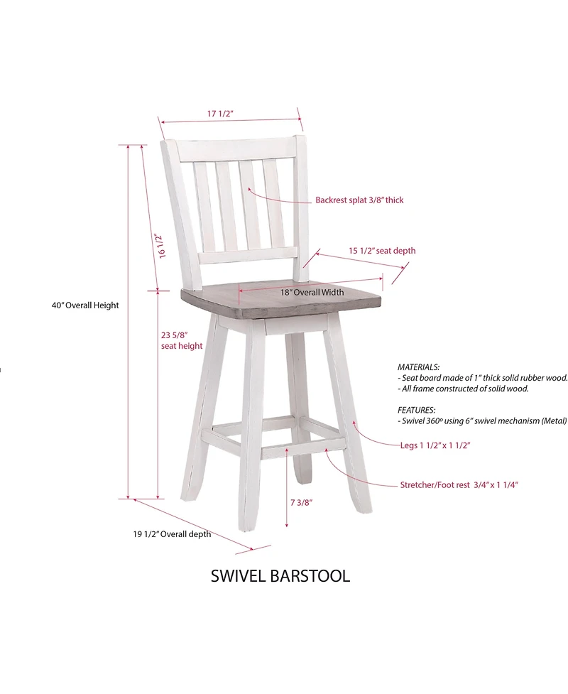 Kings Brand Furniture Rustic Solid Wood 360° Swivel Counter Height Stools, Set of 2