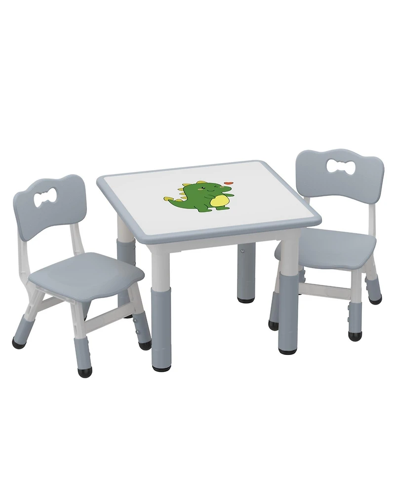gaomon Kids Table and 2 Chairs Set with Graffiti Desktop, Height Adjustable Toddler Table and Chairs Set