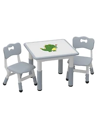 gaomon Kids Table and 2 Chairs Set with Graffiti Desktop, Height Adjustable Toddler Table and Chairs Set