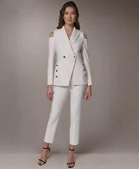 Donna Karan New York Womens Cold Shoulder Blazer Side Zip Pants