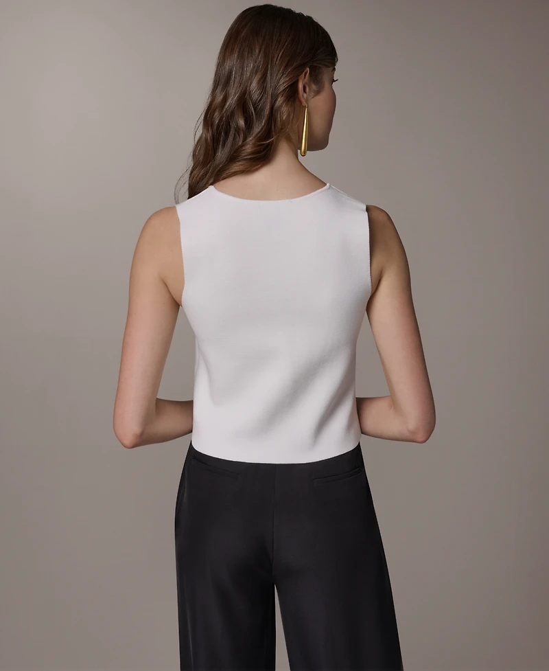 Donna Karan New York Women's Scoop Neck Button-Up Sweater Vest