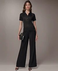 Donna Karan New York Women's Short-Sleeve Polo Sweater