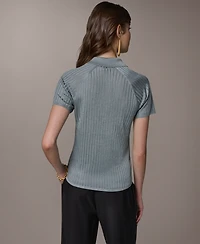 Donna Karan New York Women's Short-Sleeve Polo Sweater