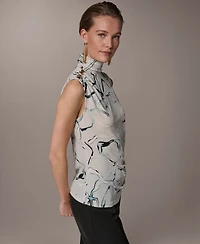 Donna Karan New York Women's Mock Neck Button Shoulder Top