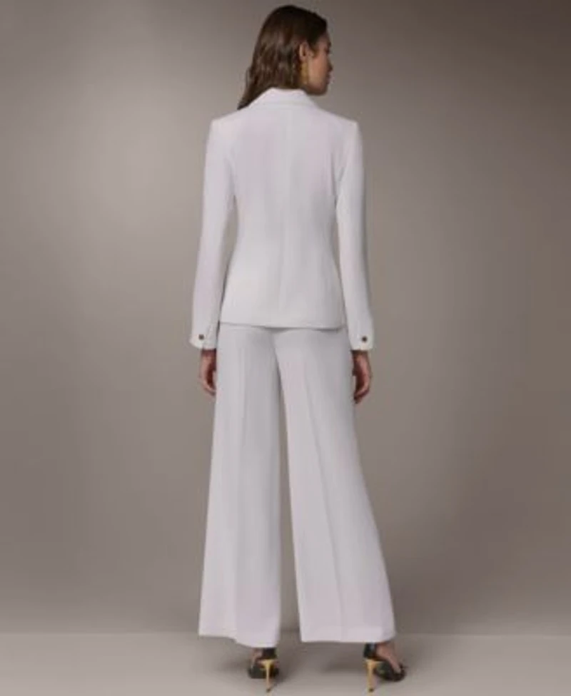 Donna Karan New York Womens Double Breasted Blazer High Waist Wide Leg Pants