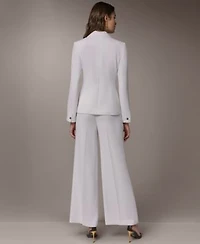 Donna Karan New York Womens Double Breasted Blazer High Waist Wide Leg Pants