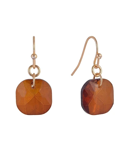 Laundry by Shelli Segal Gold Tone and Topaz Faceted Stone Drop Earrings