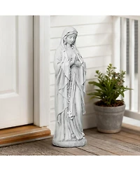 LuxenHome 29.3" Praying Mary Statue with Rosary Beads, White Outdoor Religious Decor