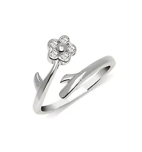 Curata Jewelry Solid 10K Gold Cubic Zirconia Flower Wrap Toe Ring