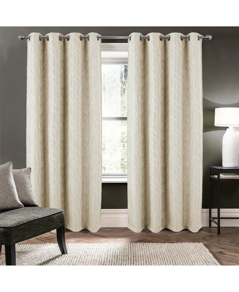 Rt Designers Collection 100% Polyester 270 Gsm Reba Luxury Jacquard Blackout Grommet Curtain Panel 54" x 90".