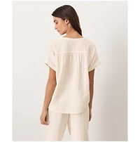 Pact Women's Cotton Coastal Double Gauze Short Sleeve Popover