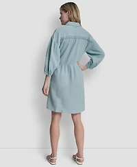 Dkny Jeans Women's Henley Pleated Tiered Dress