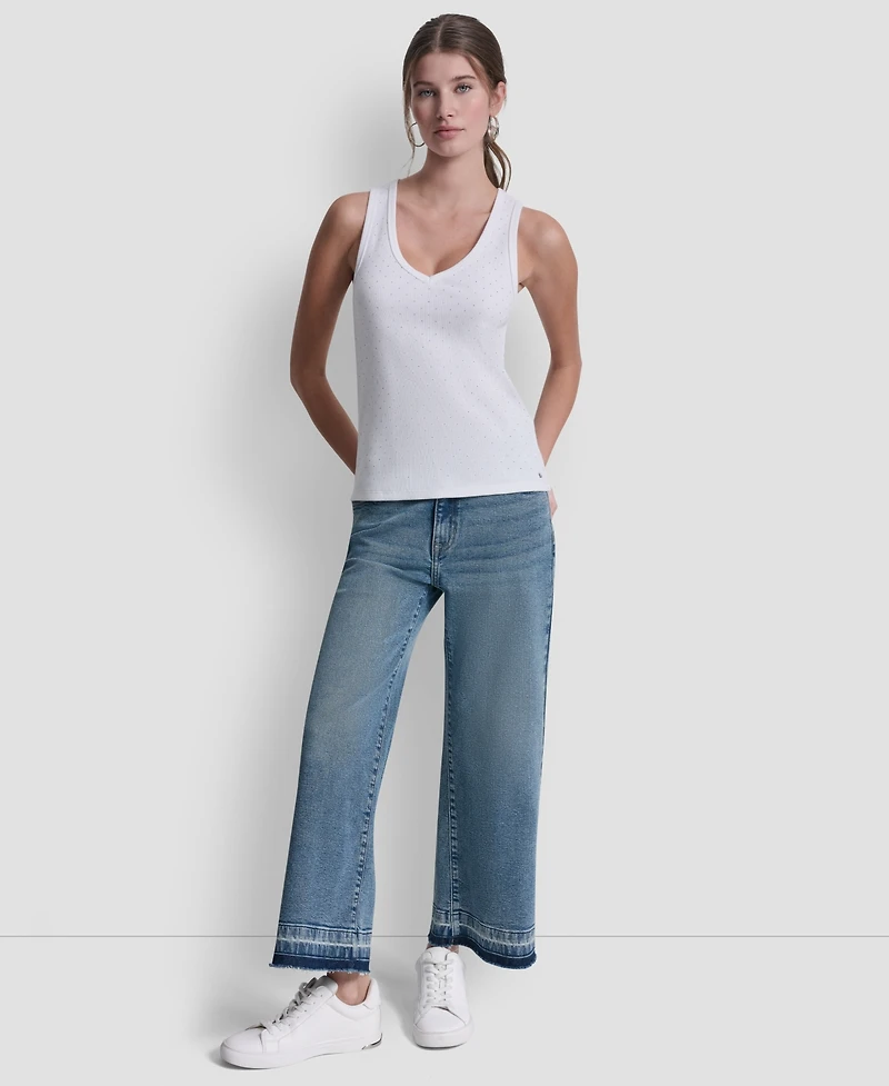 Dkny Jeans Women's Rhinestone V-Neck Tank Top