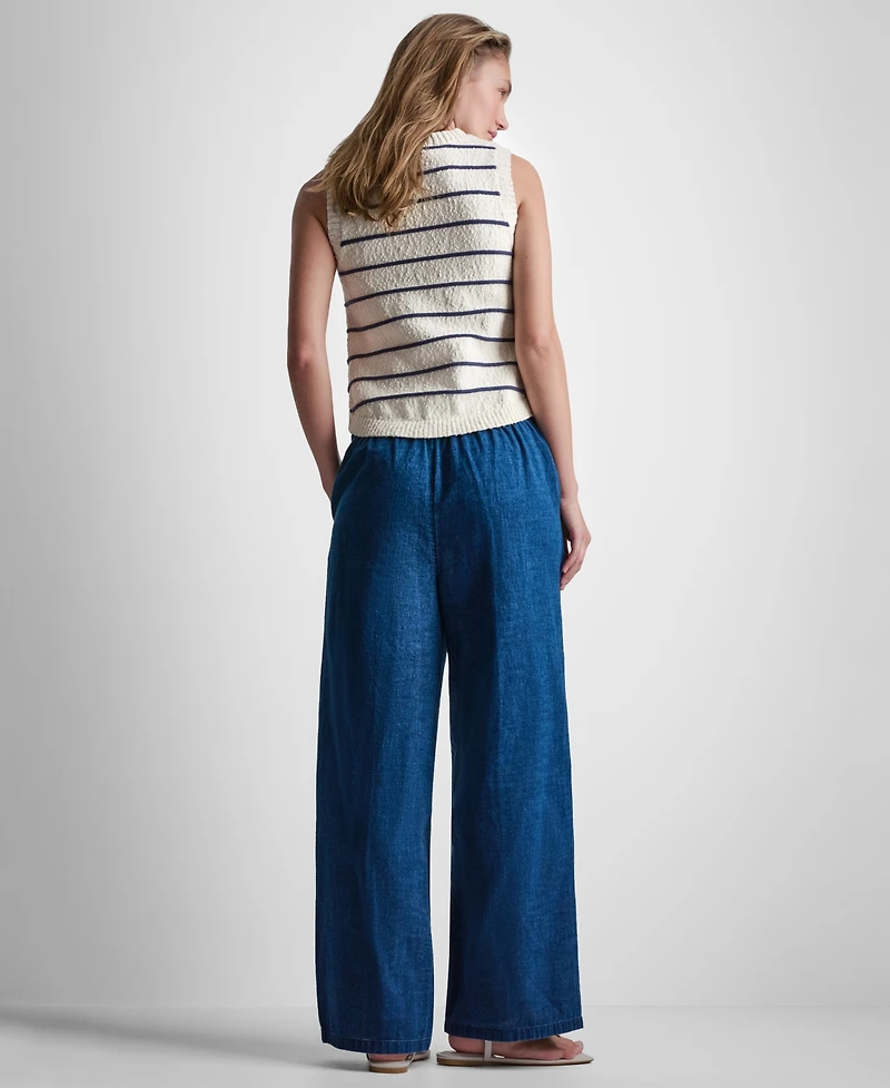 Dkny Jeans Women's Sleeveless Crew Neck Striped Sweater