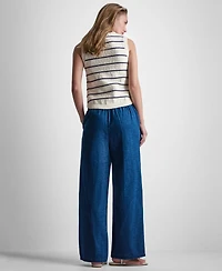 Dkny Jeans Women's Sleeveless Crew Neck Striped Sweater