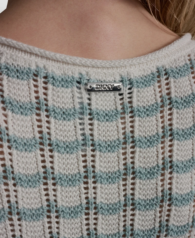 Dkny Jeans Women's Sleeveless Crew Neck Pointelle Dress