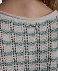 Dkny Jeans Women's Sleeveless Crew Neck Pointelle Dress