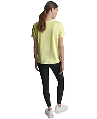 Dkny Sport Women's Rhinestone Varsity Logo Relaxed Fit Pull-On T-Shirt