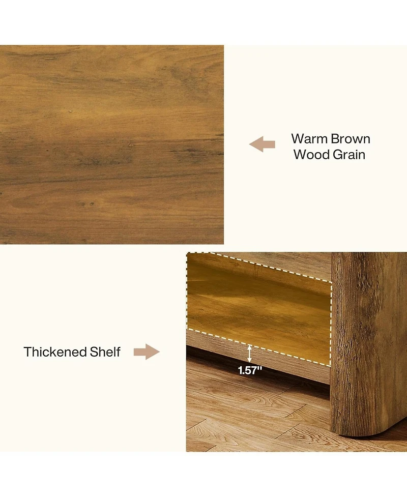 Tribesigns Farmhouse Entryway Bench, 53.5" Wood End of Bed Bench with Shoe Storage, 2-Tier Narrow Indoor Bench