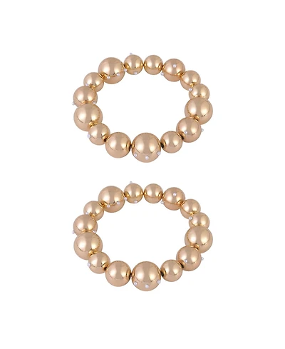 Laundry by Shelli Segal Gold Tone 2pc Ball Stretch Bracelets