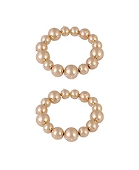 Laundry by Shelli Segal Gold Tone 2pc Ball Stretch Bracelets