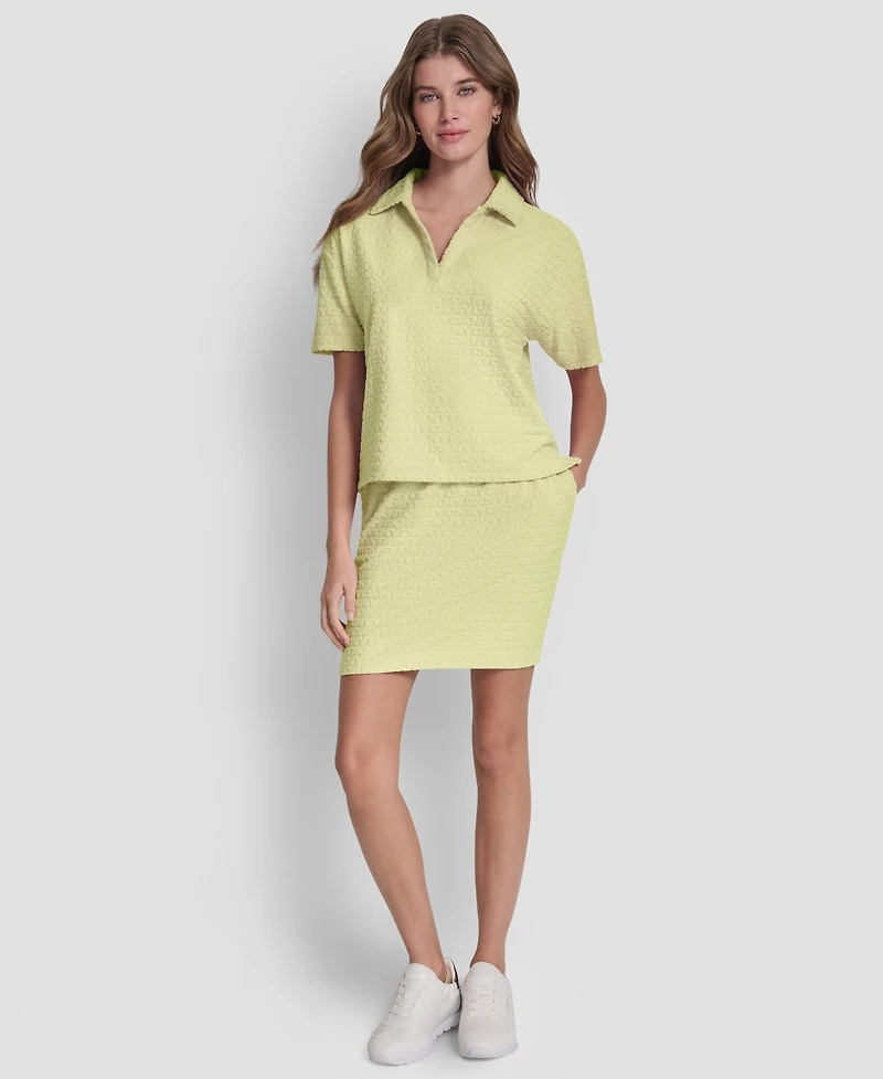 Dkny Jeans Women's Boxy Polo Collared T-Shirt