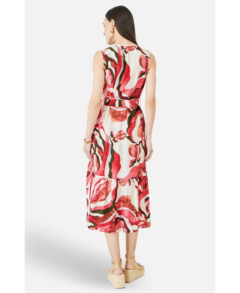 Yumi Women's Viscose Swirl Print Midi Dress