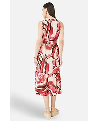 Yumi Women's Viscose Swirl Print Midi Dress