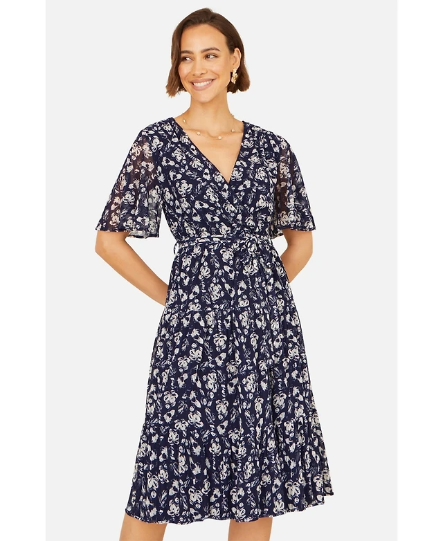 macys wrap dress Donna Karan New York Women's Floral Faux Midi - Azalea Multi balancing the fitted bodice beautifully Olsen Women's Sparkle Faux Wrap