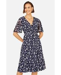 Yumi Women's Floral Mesh Wrap Dress