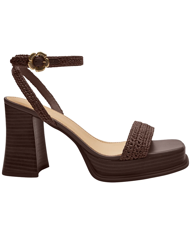 Coach Women's Tea Rose Square Toe Platform Sandals