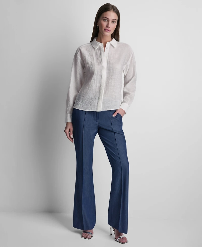 Dkny Women's Long-Sleeve Organza Top