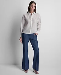 Dkny Women's Long-Sleeve Organza Top