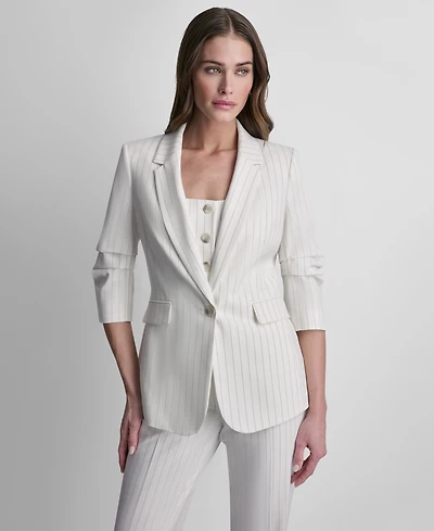Dkny Women's Pinstripe One-Button Notch Collar Jacket