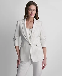 Dkny Women's Pinstripe One-Button Notch Collar Jacket
