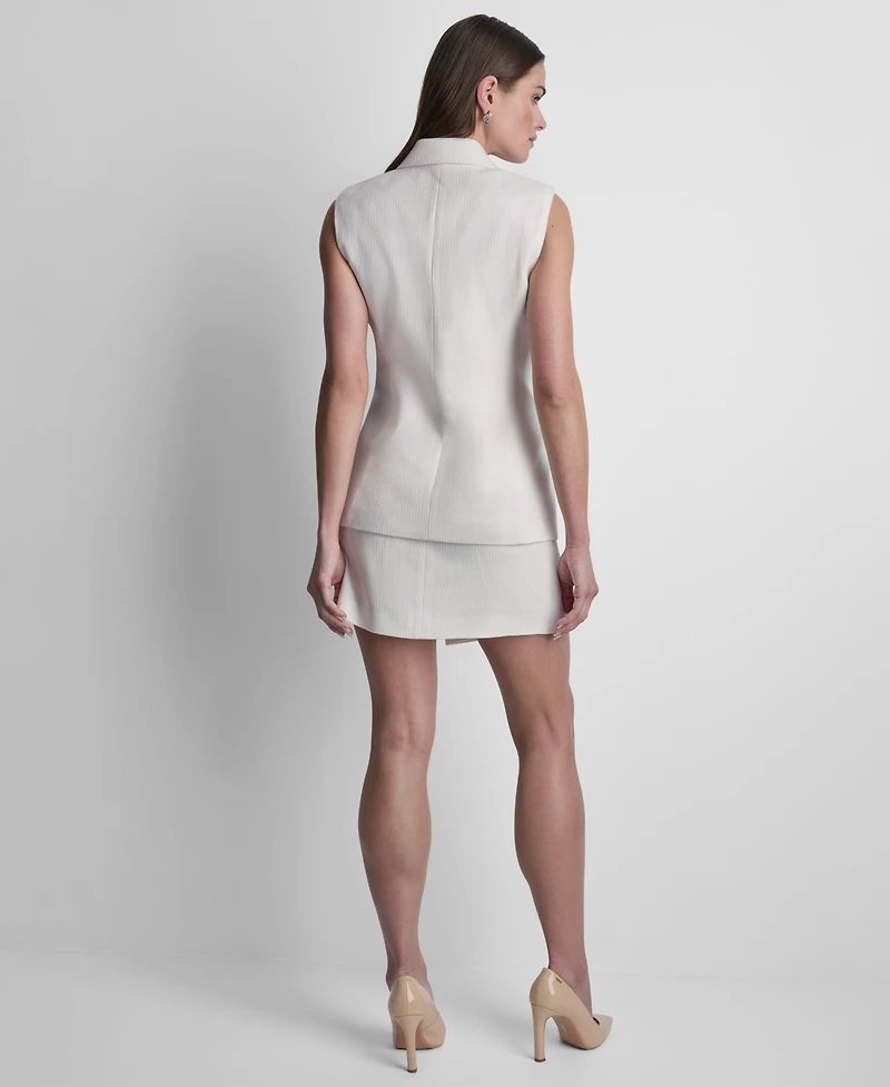 Dkny Women's Sleeveless Basketweave Button-Front Vest