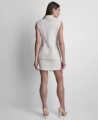 Dkny Women's Sleeveless Basketweave Button-Front Vest