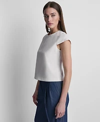 Dkny Women's City Ponte Cap Sleeve Knit Top