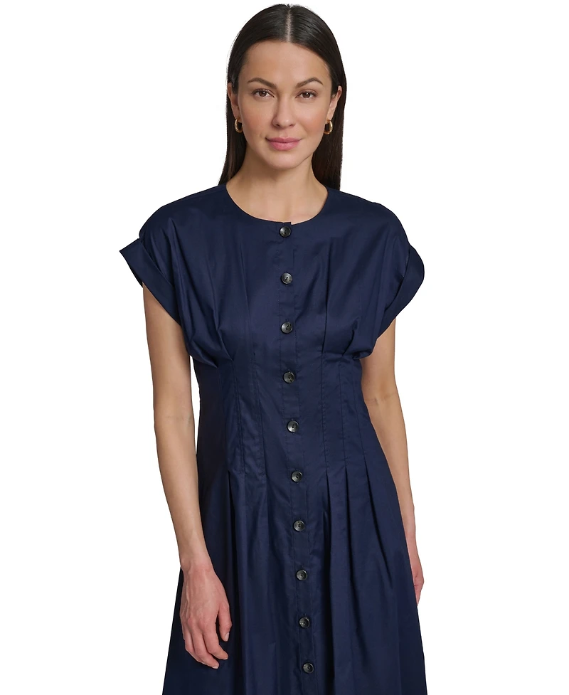 Calvin Klein Women's Button Down A-Line Midi Dress