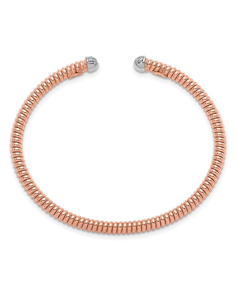 18k Gold Italian 0.17cttw Diamond Tubogas Cuff Bangle Bracelet