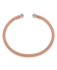 18k Gold Italian 0.17cttw Diamond Tubogas Cuff Bangle Bracelet